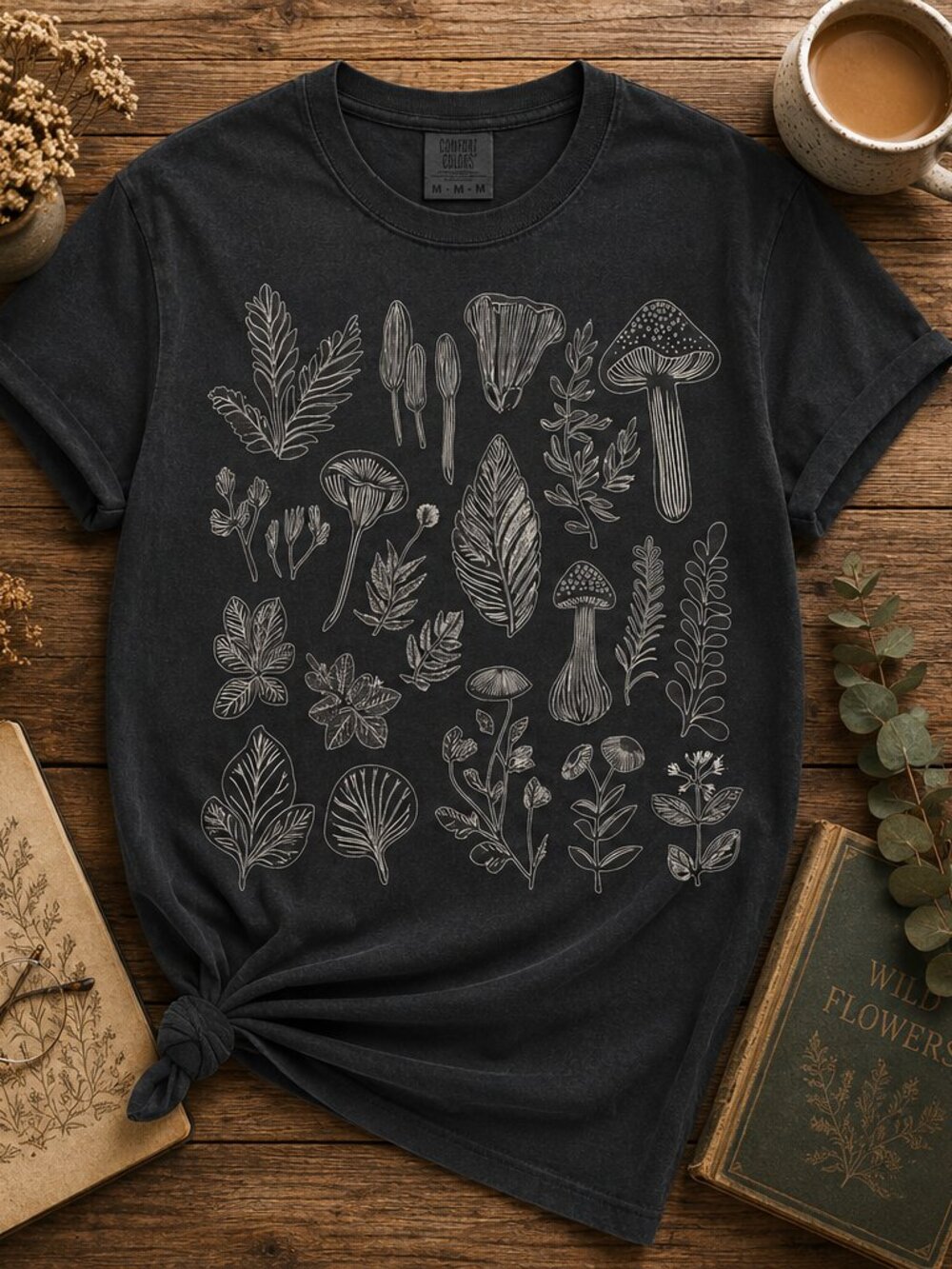 Comfort Colors 1717 | Botanical Mushrooms | Cottagecore Forest Tee | Nature Love